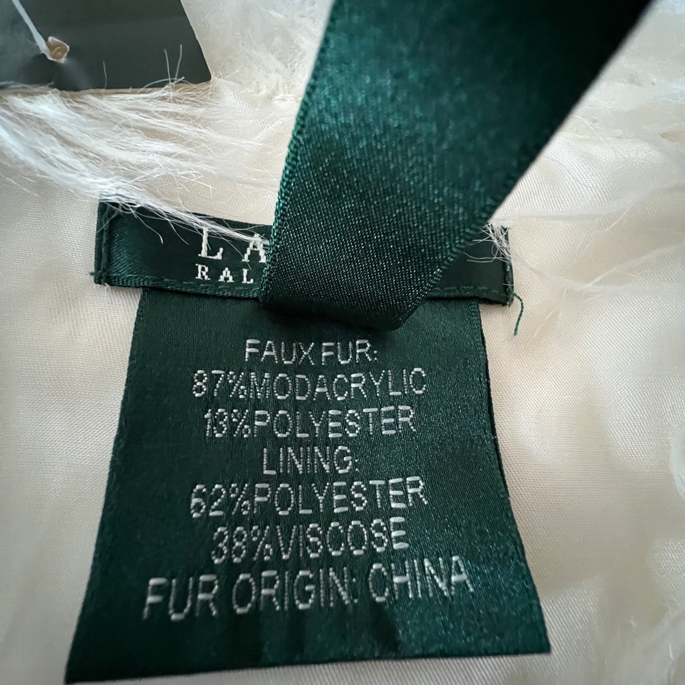 Ralph Lauren Cream Faux Fur Vest Size L NWT - Picture 5 of 5